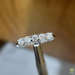Round Cut Moissanite Five Stone Vintage Style IGI Certified Wedding Band <b>Ring</b> in 925 Sterling Silver Anniversary <b>Ring</b> for Women - Product Image 4
