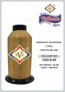 Fil de Nylon Métallisé Argenté SHREE VIDHATA JARI 1020.B.80 110D 3800m Type MX Emballage Uniforme pour Broderie et Industrie Textile - Product Image 2
