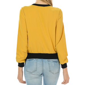 Veste bomber pour femme de qualité supérieure, à manches longues, pour l'hiver, coupe courte, imperméable, en nylon et coton, couleur jaune, respirante - Product Image 2