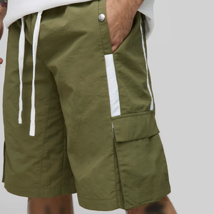 Nouveaux shorts cargo pour hommes confortables et durables avec cordon de serrage, prix de gros, poches latérales à rayures, 100% coton, séchage rapide - Product Image 2
