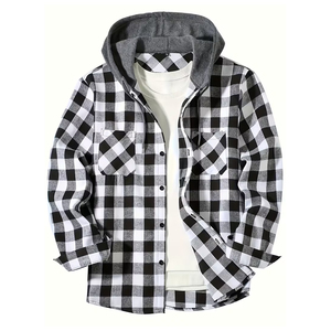 Best Selling Men's Button Up Plaid <b>Flannel</b> <b>Jacket</b> Plus Size Breathable Dyed Printed <b>Flannel</b> <b>Jacket</b> For Autumn And Winter - Product Image 1
