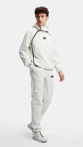 Ensemble de sweat-shirts à capuche blancs pour hommes, couleur unie, style sportif, tissu tricoté respirant, vêtements de printemps - Product Image 5