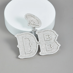 Silver Plated <b>DAD</b> Letter Pendant With Crystal Rhinestones Themed Charm For Unisex Hiphop <b>Jewelry</b> Gift - Product Image 4