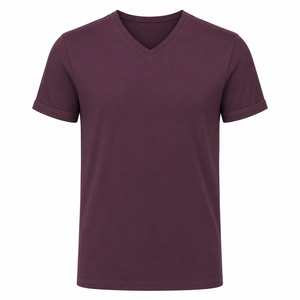 Camiseta Personalizada Color Morado Ciruela con Cuello en V para Hombre, Mezcla de Algodón, Manga Corta, Estilo Casual, Venta al Por Mayor - Product Image 1