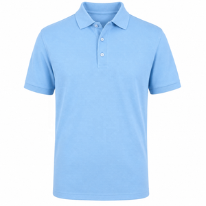 Camiseta Polo Azul Cielo Personalizada para Hombre, 100% Algodón Pique, Manga Corta, Camiseta Polo de Golf, OEM, ODM, Marca Privada - Product Image 1