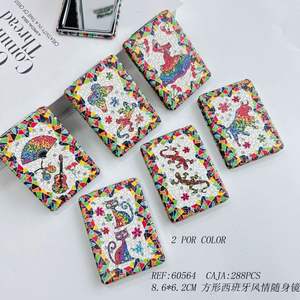 Espejo portátil cuadrado estilo español de 8,6x6,2 cm con diseño de mosaico colorido para viajes y uso diario - Product Image 2