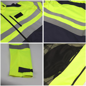 Veste de sécurité réfléchissante haute visibilité en polyester, entièrement zippée, imperméable, à capuche, vêtements de travail, veste de pluie pour la construction - Product Image 6