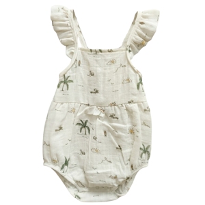 Palm Breezy - Mameluco sin mangas de muselina orgánica y body de bebé con estampado de caramelo - Product Image 4