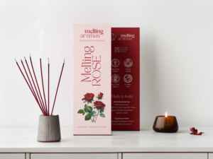 Bâtons d'encens MELTING ROSE Ultra Premium Agarbatti, parfum de rose naturelle, longue durée, pour la prière, la méditation, l'aromathérapie - Product Image 2