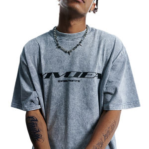 T-shirt vintage surdimensionné tissé 180 GSM pour homme, 100 % coton, couleur unie, style urbain, fabricant de vêtements OEM sous marque privée - Product Image 1