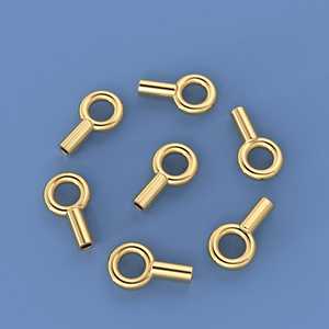 14k Yellow <b>Gold</b> Crimp End Cap with Jump Ring 0.9mm Hole-Set of 2 or 10 Jewelry Findings & Components - Product Image 5
