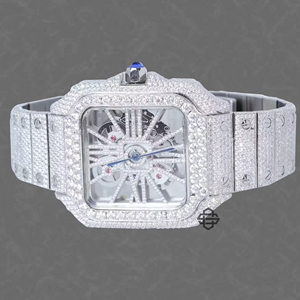 Montre de luxe classique pour homme, cadran carré en verre, squelette, diamants Moissanite, mouvement à quartz ETA, acier inoxydable, mode affaires, 20 mm - Product Image 3