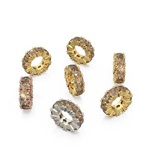 Breloque Ronde en Quartz Fumé et Or Italien 14 carats, Breloque Roue en Quartz Brun, Support de Breloque Ronde, Pierre Ronde Éternité Novembre - Product Image 2