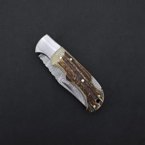 Nouveau couteau de chasse à lame pointue en acier Damas personnalisé avec manche naturel, couteau pliant OEM à bord droit à vendre - Product Image 5