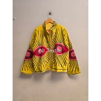 Blouson Bomber en Laine Tricotée Brodé pour Femme, Col Mandarin, Manches Longues, Longueur Standard, Respirant, à Points Ouverts