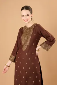 Tela de vestido de lana Acrowool premium sin coser Safaa Winter para mujer con estola, material de lana para trajes de invierno - Product Image 6