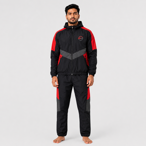 Survêtement coupe-vent pour homme de qualité supérieure, fabriqué avec un tissu léger et respirant, offrant un ajustement confortable et un service de logo personnalisé. - Product Image 1