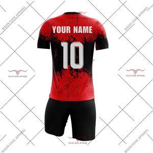 Ensemble de maillot et short de compression personnalisés pour hommes, sublimés, rouge et noir, vêtements de sport athlétiques, maillot d'entraînement à manches courtes avec numéro - Product Image 2