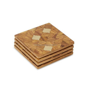 Personalized wooden coaster set engraved custom decorative coasters for gifts home office <b>bar</b> living room - Product Image 1