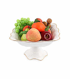 Frutero de porcelana de hueso blanco de ultra lujo con soporte Plato de servicio pulido Ecológico y sin BPA para fiestas - Product Image 1