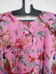 Robe kaftan en coton à imprimé oiseaux faite à la main, tenue de plage indienne, tenue bohème pour festival - Product Image 5