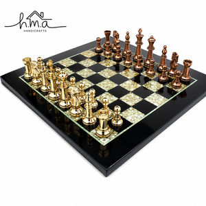 Luxury Brass <b>Chess</b> <b>Set</b> Black and Antique Gold Square Decorative <b>Board</b> Handmade Royal Strategy Game Tabletop Collectible Gift - Product Image 3