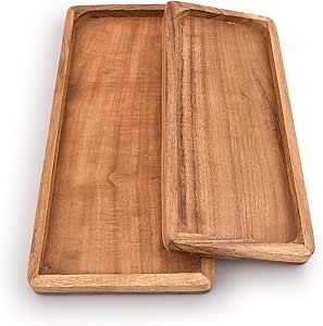 Plateau rond en bois pour la maison - Plateau de service imperméable pour café ou nourriture, plateau décoratif fabriqué en Inde - Product Image 3