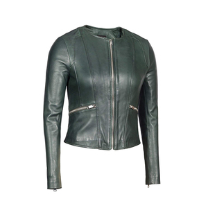 Blouson en cuir PU pour homme, style motard, col montant, fermeture éclair, coupe ajustée, pour l'automne, manches classiques, couleur unie - Product Image 2