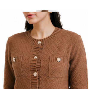 Customizable Color Front Logo Winter Button Hot Selling Women's Casual Long Sleeve Solid Color Knitted Women's <b>Cardigans</b> <b>Sweater</b> - Product Image 6