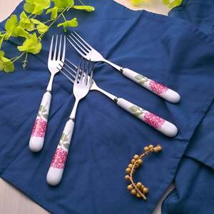 Hydrangea Bloom Metal Disposable <b>Forks</b> Set of 4-Including Dinner and Fruit <b>Forks</b> for Home Restaurant and Back to School Use - Product Image 2
