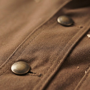 Wholesale Men Canvas <b>Utility</b> <b>Vest</b> Rugged Cotton Workwear Sleeveless Jacket MultiPocket Storage Rib Knit Collar Front Button <b>Vest</b> - Product Image 3