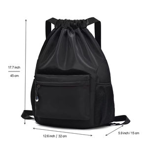 <b>Black</b> Drawstring <b>Backpack</b> Waterproof Drawstring Gym Bag Men Women Small Cinch Sack Basketball Pull String Sport Bag Soccer - Product Image 6