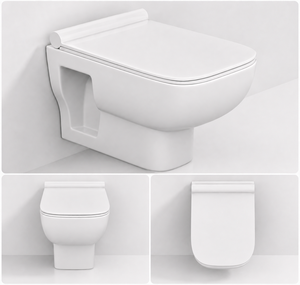WC monobloc moderne à poser au sol avec cuvette allongée en céramique, fermeture douce, écologique, facile à nettoyer - Product Image 3