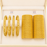 Brazaletes chapados en oro de 24 quilates para mujer con diseño clásico de flores A-43015
