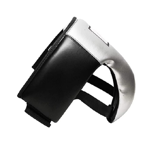 Leather Boxing Groin Protector Black <b>White</b> Hook Loop Closure Adjustable Protective Gear for Adults Unisex Standard Style - Product Image 4