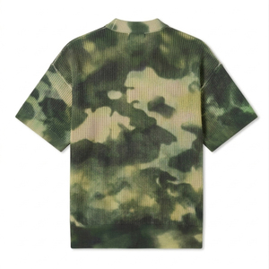 เสื้อถักแบบสั่งทำสำหรับผู้ชาย เนื้อผ้าตาข่ายระบายอากาศ สไตล์สตรีทแวร์ทรงโอเวอร์ไซส์ วินเทจ ลายมัดย้อม เสื้อถักไซส์ใหญ่พิเศษสำหรับผู้ชาย - Product Image 2