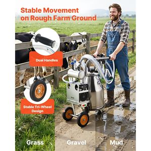 Mungitrice Elettrica per Mucche 25 L/6.6 Gal con Secchio in Acciaio Inox, Tettarelle per Uso Alimentare, Tubo in Silicone, Forte Aspirazione, Grado 304 - Product Image 5