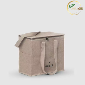 Bolsa de almuerzo de yute de diseño con estampado atractivo y costuras duraderas - Product Image 5