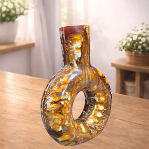 Resin <b>Amber</b> Minimalist Handmade GolgTable Vase with Marble Pattern for Home Wedding Bedroom Decor - Product Image 2