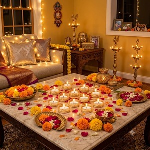 Décoration Traditionnelle Indienne en Gros pour Noël, Anniversaire, Diwali – Bougeoir en Métal Doré Filigrané Fait Main Écologique - Product Image 3