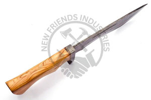 Nueva Edición Cuchillo Bowie de Acero de Damasco Hecho a Mano con Hoja Afilada y Funda de Cuero, Cuchillo de Supervivencia para Camping y Caza al Aire Libre con Afilado Extremo - Product Image 4