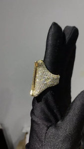 925 <b>Silver</b> Lab Grown Diamond Initial Letter H <b>Ring</b> Teddy Bear Statement Signet <b>Ring</b> For <b>Men</b> - Product Image 2