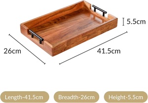 Unicorn Handicrafts Premium <b>Wooden</b> Serving <b>Tray</b> for Breakfast Coffee Tea Dining <b>Table</b> Home Restaurant Decorative Food <b>Tray</b> - Product Image 2