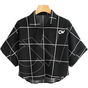 Chemise Homme Noire Unie à Col Mandarin, Coupe Courte, Manches Raglan, Coupe Droite Formelle, Style Été, en Flanelle de Coton Biologique à Séchage Rapide - Product Image 1