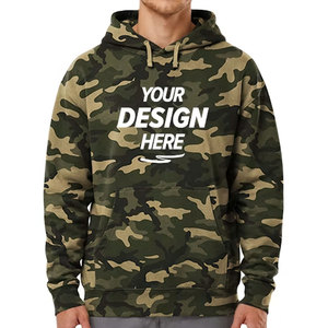 Sudadera con Capucha de Camuflaje para Hombre, Corte Regular, Bolsillo Frontal con Estampado, Ropa Casual de Otoño, 100% Poliéster, Felpa Francesa - Product Image 1
