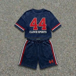 Direct Factory Made Vintage Acid Wash T <b>Shirt</b> Shorts Set Men Summer Fashion Outfit OEM Private Label Manufacturer - Product Image 6