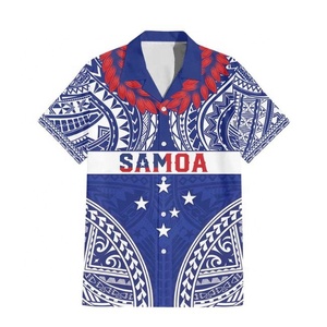 Chemise hawaïenne personnalisée Toa Samoa Rugby, imprimé tribal polynésien rouge, chemise Aloha pour homme - Product Image 2
