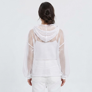 High Quality Mesh Hoodie Women 100% Polyester Sheer Mesh Hoodies Ladies Night Clubwear See Through Hoodie Women's - Product Image 3