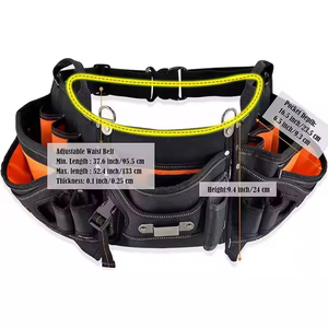 Leather Tool Pouch for carpenters 10 pockets Tool Belt Bag Electrician Framers - Product Image 2