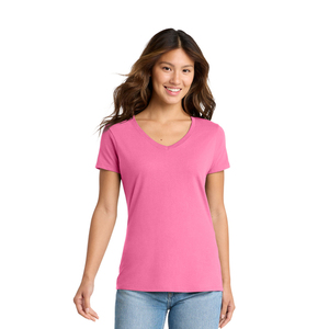 T-shirt pour femme de qualité supérieure, col en V, mélange de coton léger, manches courtes, haut décontracté, fabricant OEM, étiquette privée, vente en gros - Product Image 1